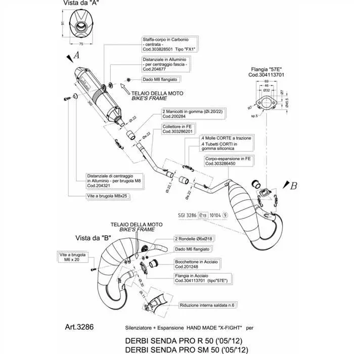 Ligne Complète Leovince X-Fight Senda DRD Pro R/SM 50 Homologuée