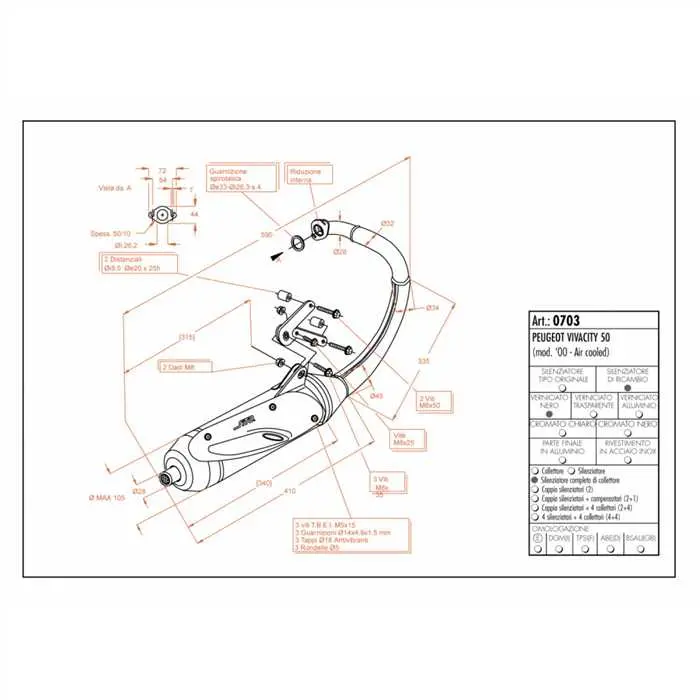 Silencieux Sito 45 km E-Pass Elyseo Speedfight 1 AC Speedfight 2 AC Viva 0703