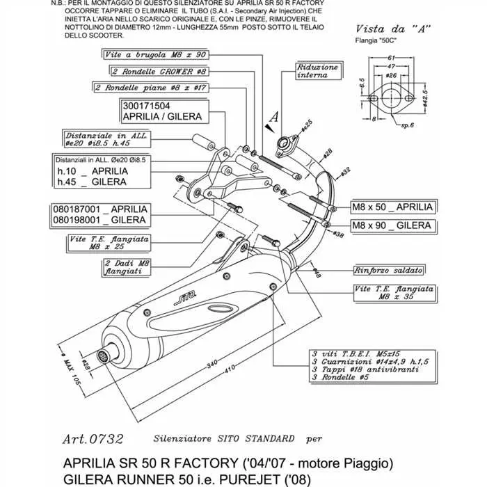 Silencieux Leovince Sito Plus adaptable Gilera 50 Runner Pure Jet 2008+ et Aprilia 50 SR Factory (moteur Piaggio carburateur) - Réf. 0732