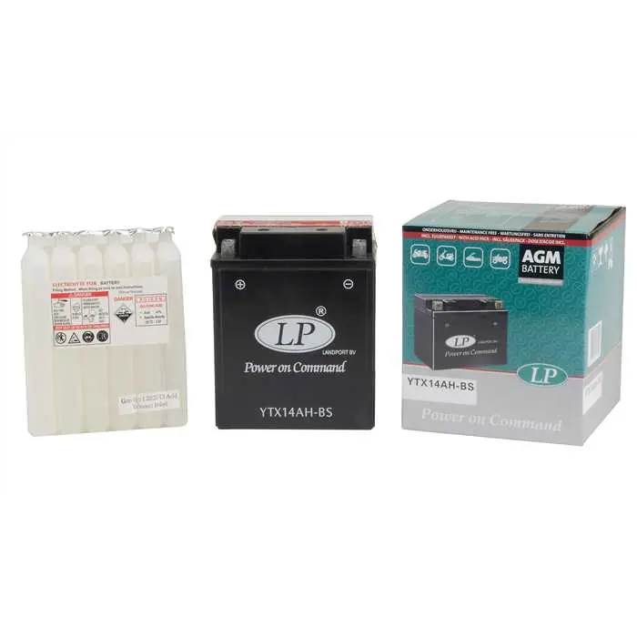 Batteri med syrepakke LANDPORT YTX14AH-BS