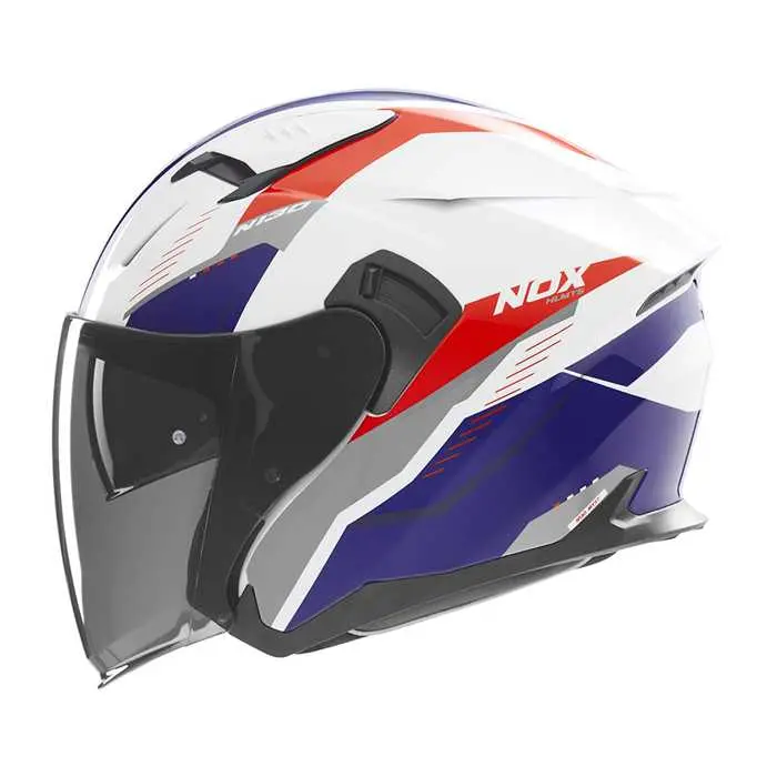 Nox Jet N130 Myst - kypärä valkoinen sininen punainen