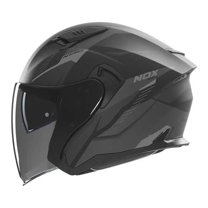 Casque Nox Jet N130 Myst noir mat argent