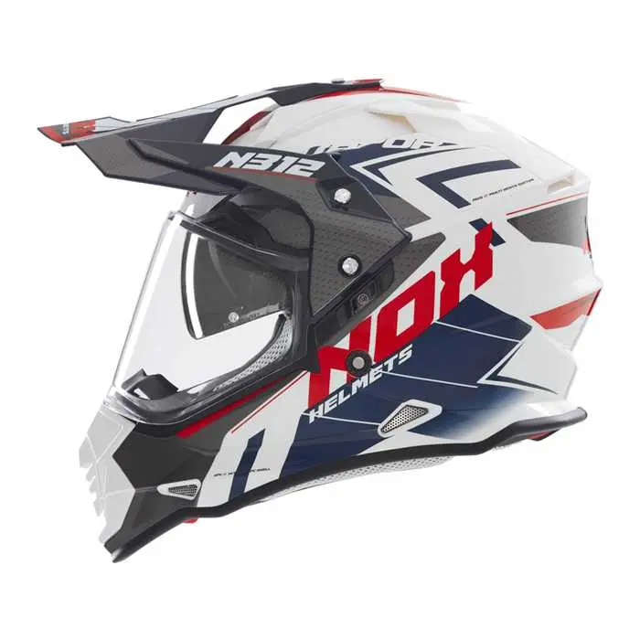 Přilba Nox Cross N312 Vapor bílá modrá červená