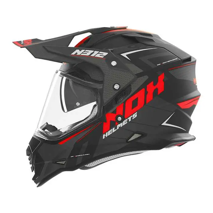 Casque Nox Cross N312 Vapor Noir Mat Rouge