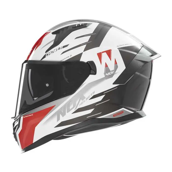 Integralhelm Nox N401 Crower weiß rot
