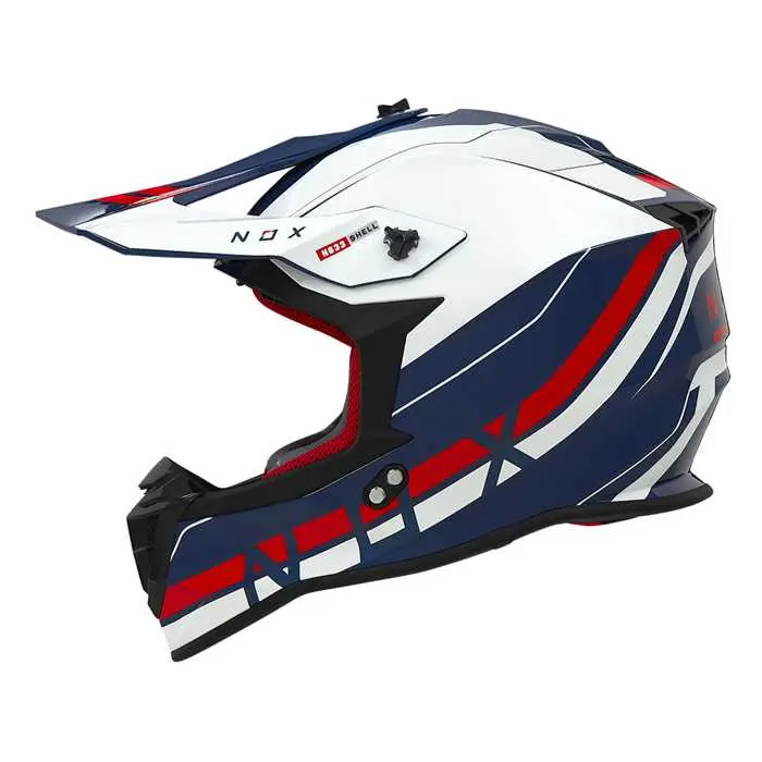Cască NOX Cross N633 Airshock alb roșu albastru