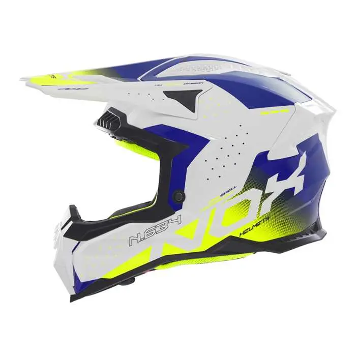 نوکس کراس این 634 گریڈینٹ سفید نیلا پیلا ہیلمٹ