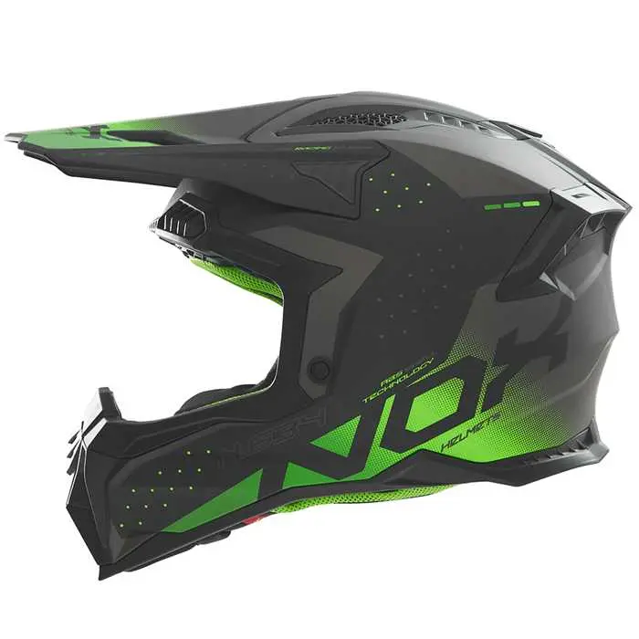 ہیلمٹ Nox Cross N634 ڈیگریڈیشن بلیک میٹ گرین