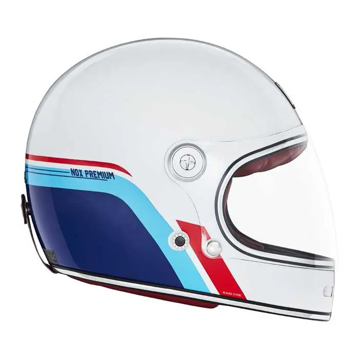 Integraalhelm Nox Revenge Strobe wit blauw rood