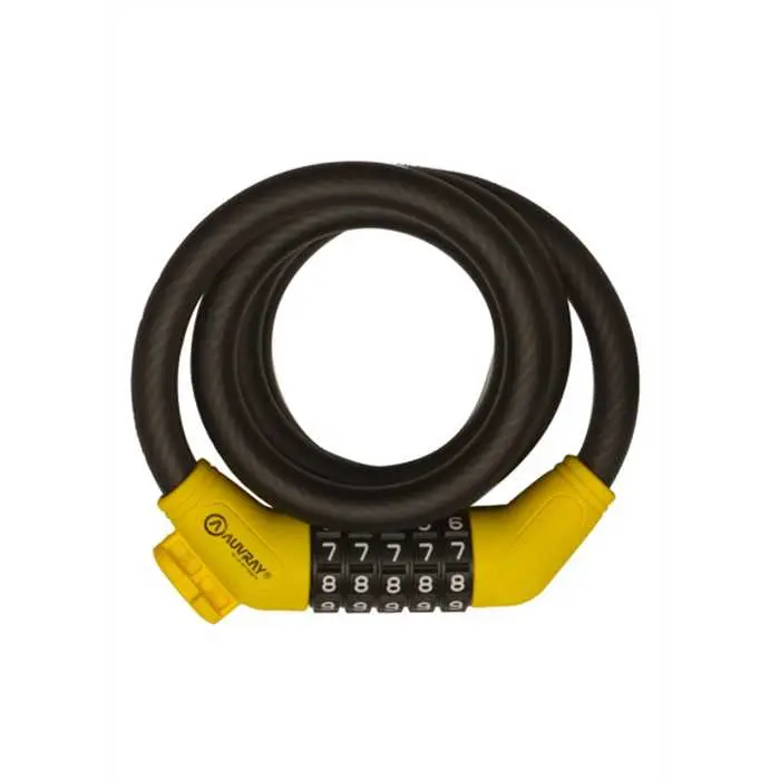 Antivol vélo spiral à combinaison Auvray diamètre 12 mm longueur 1,50 m noir mat avec support