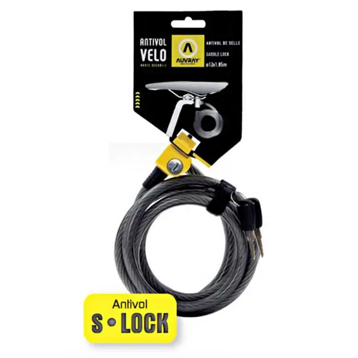 قفل سرج AUVRAY S-Lock حلزوني قطر 12 طول 185 سم - مفتاحان