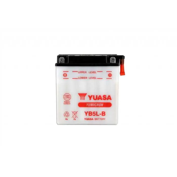 Batterie 12V 5 ah YB5L-B Yuasa yumicron conventionnelle avec entretien + livre avec pack acide (lg120xl60xh130mm)