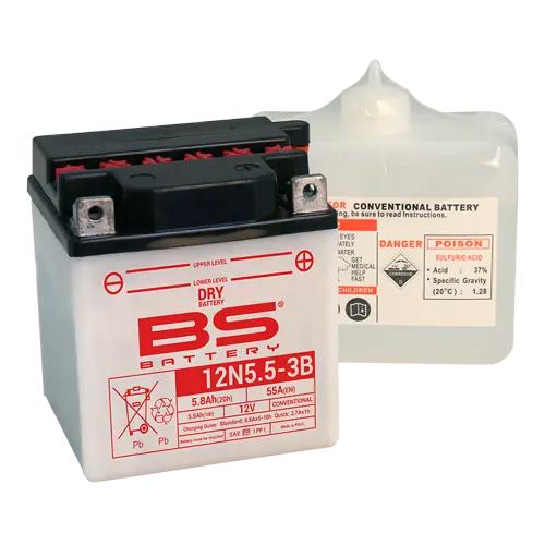 BS بیٹری ایسڈ پیک کے ساتھ 12N5.5A-3B بیٹری