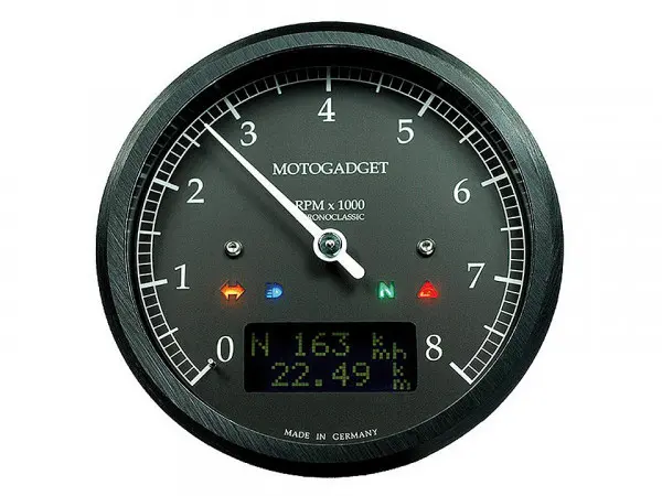 Compte-tours Motogadget Chronoclassic Dark Edition, écran LCD noir