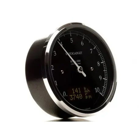 タコメーター Motogadget Chronoclassic ボディ黒 リング研磨 LCD