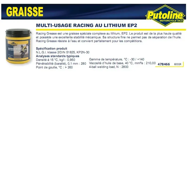 Putoline Racing 600g گریس کا ڈبہ — 2 ویو