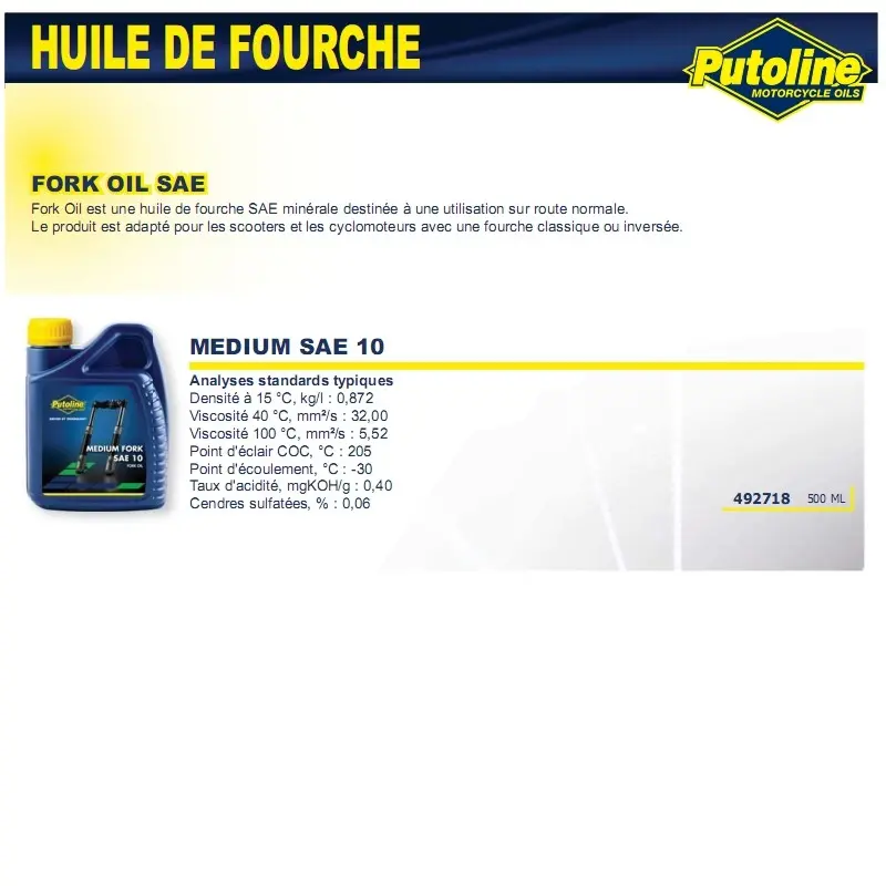 Putoline Medium Fork Federöl 500 ml — Ansicht 2