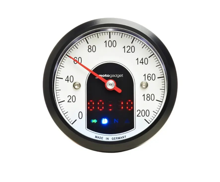 MOTOGADGET Motoscope Tiny 49 mm एनालॉग स्पीडोमीटर ब्लैक होमोलॉगेशन के साथ