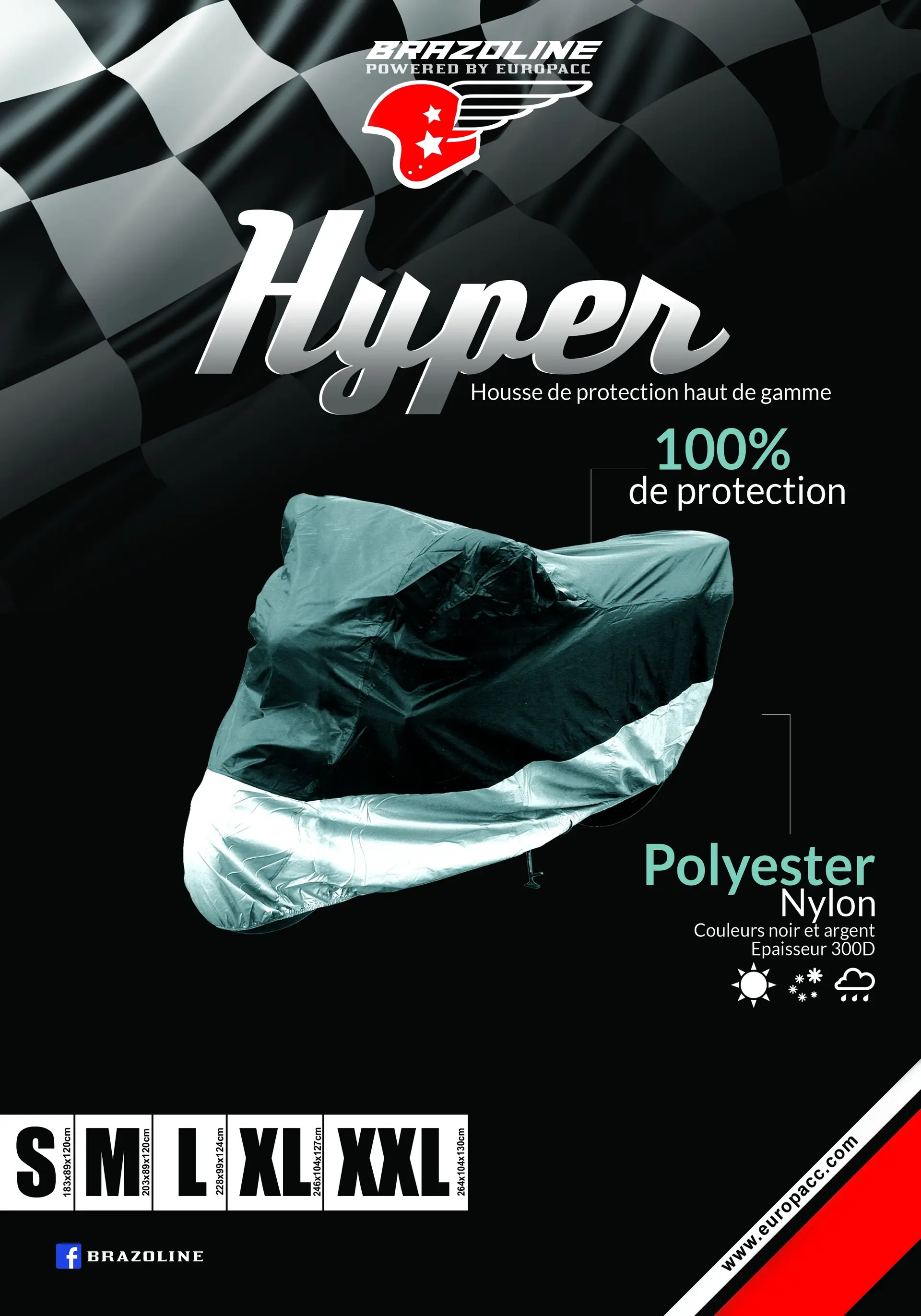 Motociklo dangtis Brazoline Hyper - Dydis S