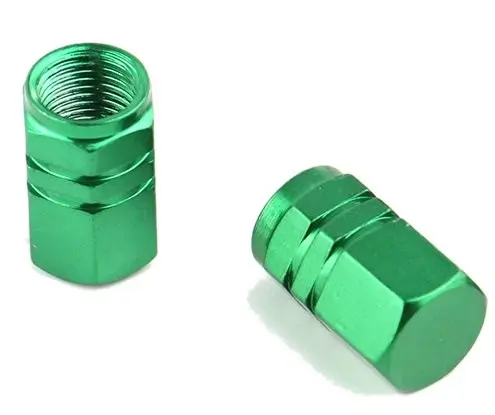 Brazoline グリーン バルブキャップ ナット式 ペア — タイヤ