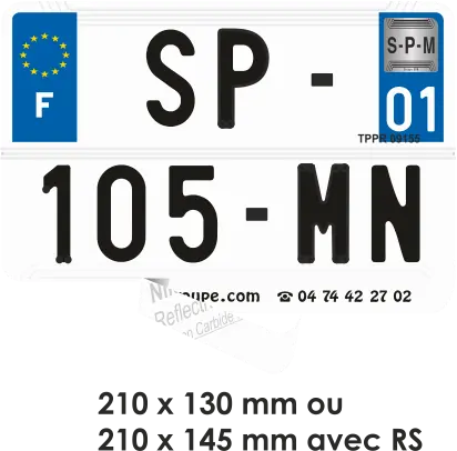 Reflektierfolie SPM MOTO 210 x 130/145 mm + Departementsnummer (zugelassen)