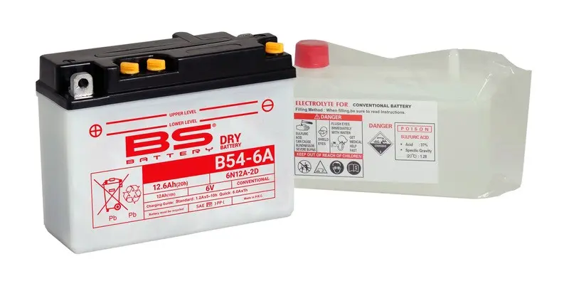 Batterie 6N12A-2D mit Säurepack BS BATTERY