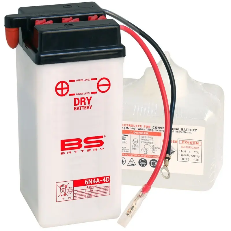 بیٹری 6N4A-4D ایسڈ پیک کے ساتھ BS Battery