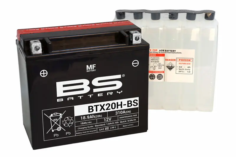 BS Battery ایسڈ پیک کے ساتھ BTX20H-BS MF بیٹری