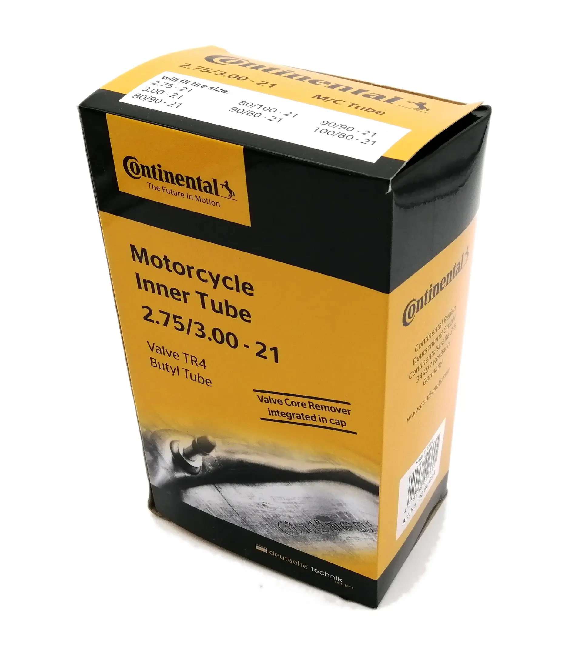 Schlauch Motorrad 21 Zoll 2.75-3.00x21 90/90x21 100/80x21 110/80x21 Continental Ventil TR4 rechts