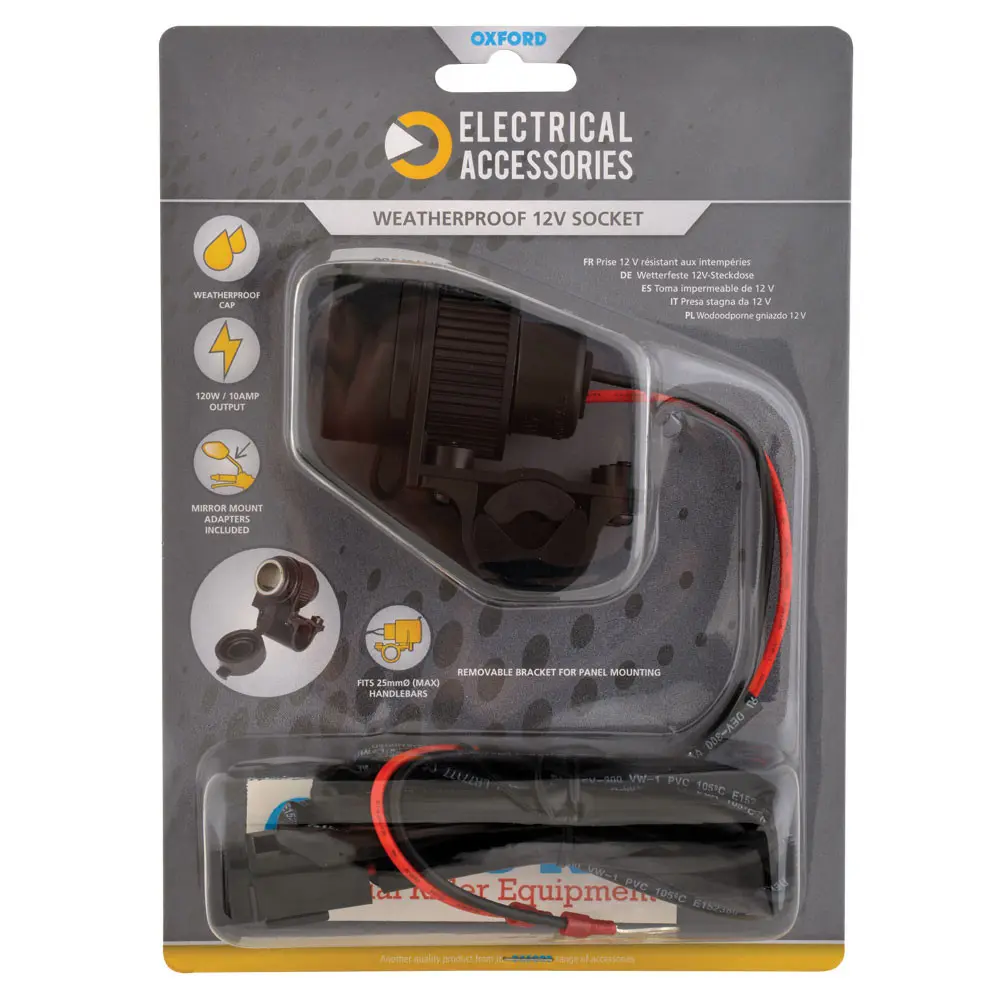12V STD Accessory Plug Socket and 1.2mtr 10amp fused loom OXFORD — vue 2