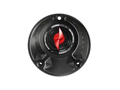 Accossato Kraftstofftankdeckel rot mit Schnellverschluss CNC-gefrästes Aluminium