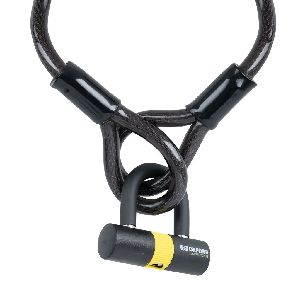 OXFORD Loop Lock 15 Diebstahlsicherung Kabel + Mini-U 15mm x 2,0m