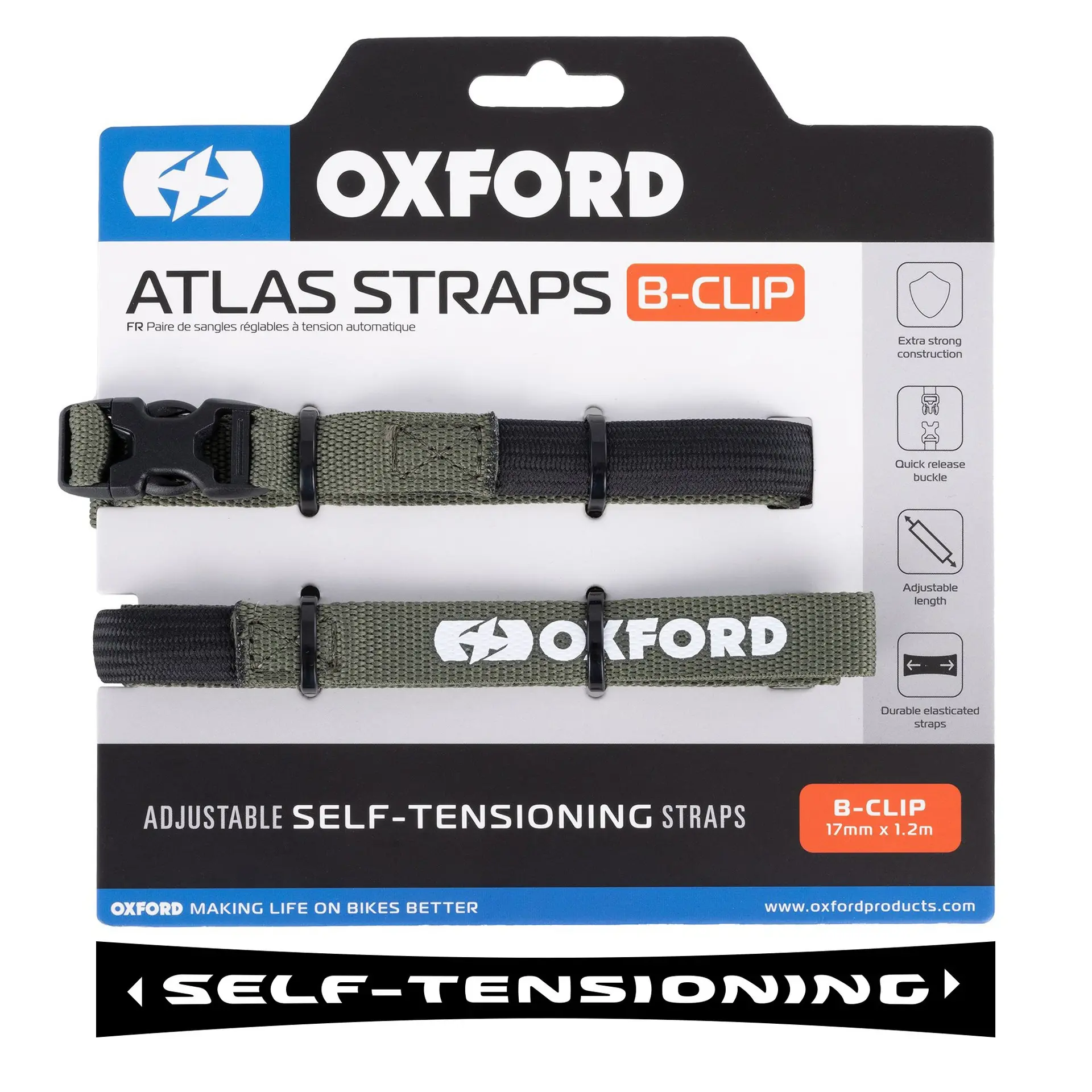 پٹے Atlas B-Clip 17mm x 1.2m Lichen OXFORD (جوڑا)