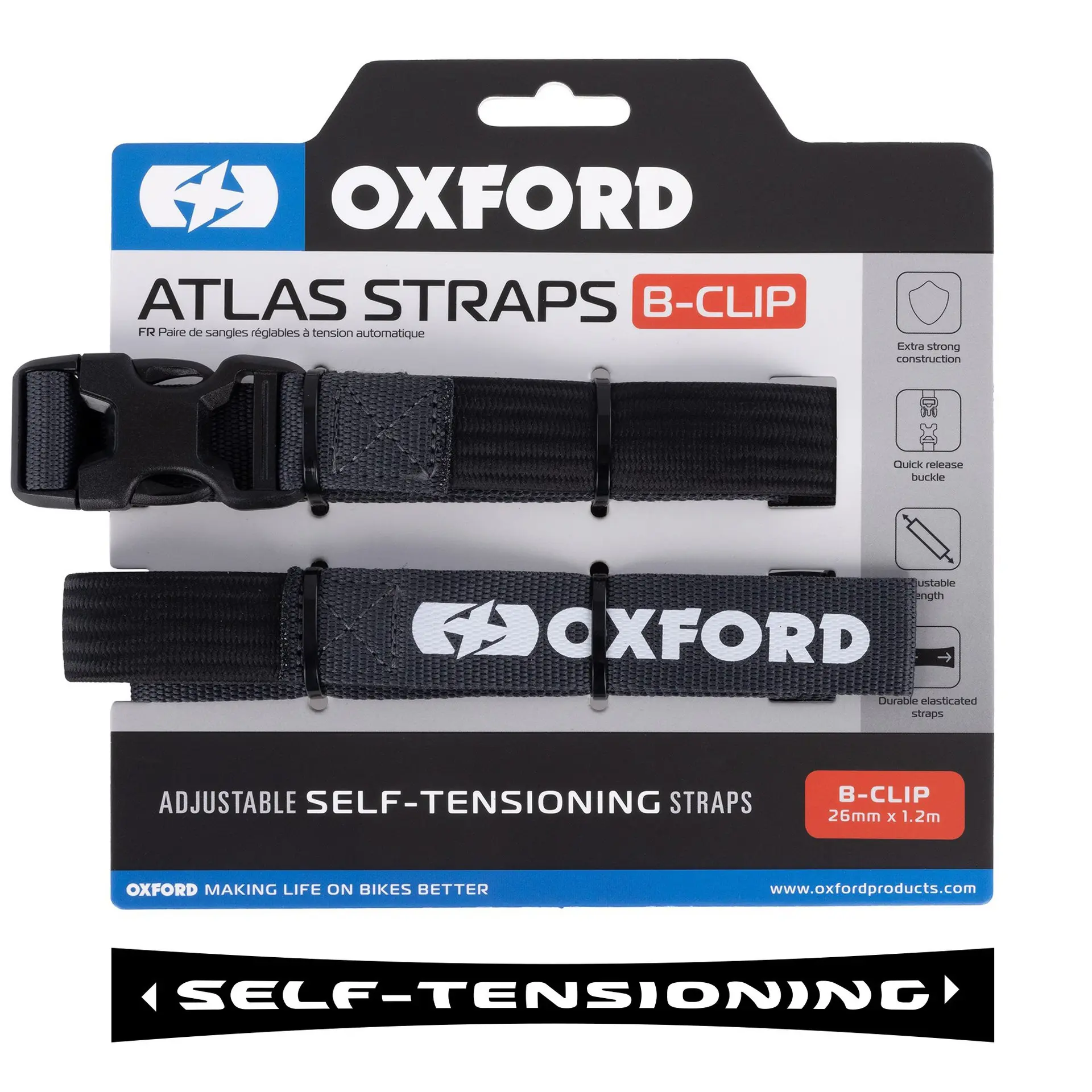 Dirželiai Atlas B-Clip 26 mm x 1,2 m Asphalt Oxford (Porai)