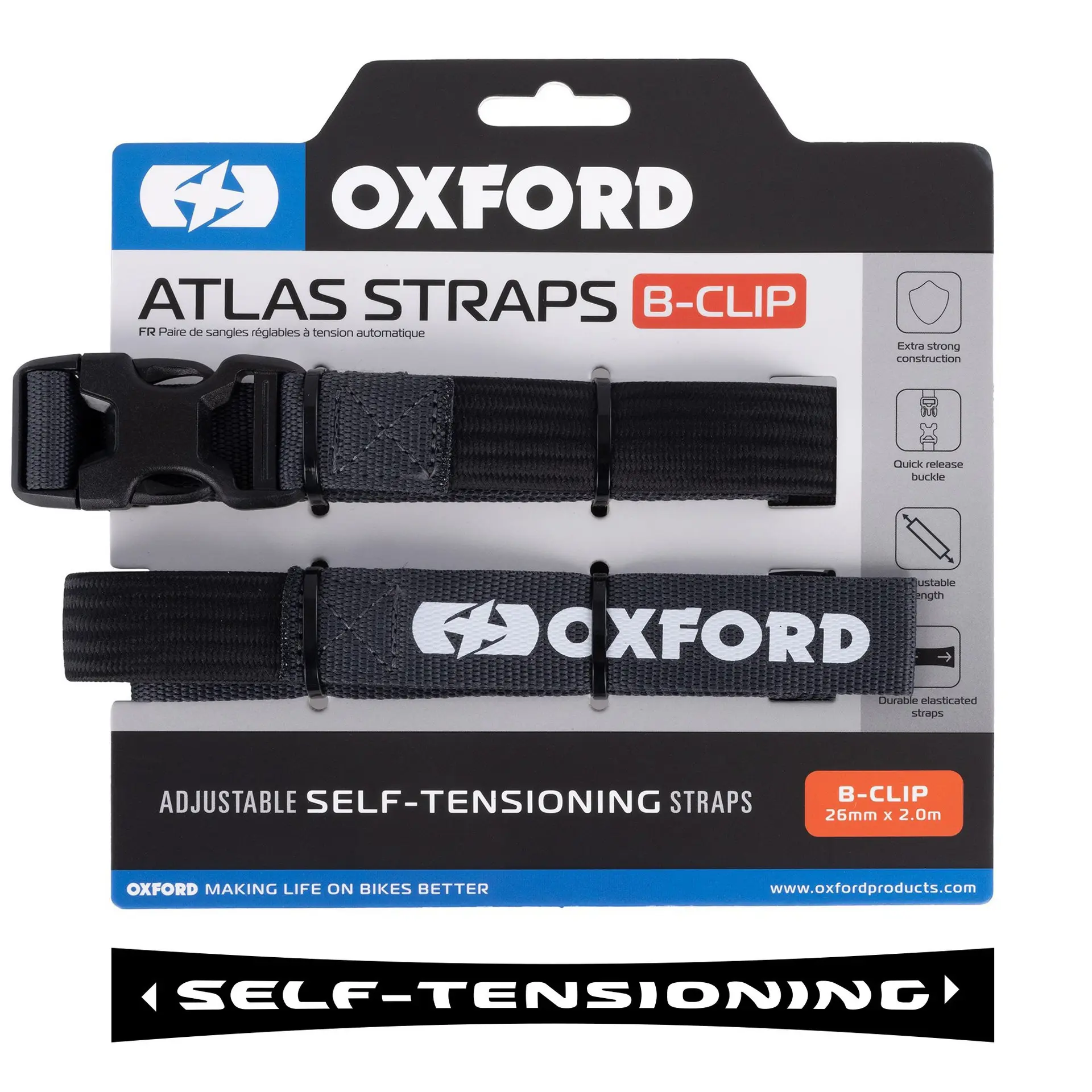 Spanngurte Atlas B-Clip 26mm x 2.0M Asphalt Oxford (Paar)