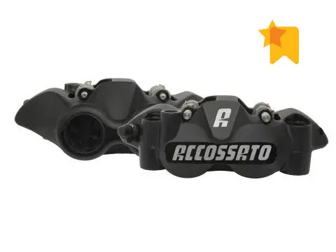 ACCOSSATO 단조 일체형 레이디얼 브레이크 캘리퍼 블랙 (페어) 소결 패드, 피치 108 mm, 알루미늄 피스톤