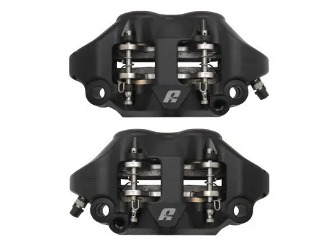 Kaliper rem radial monoblock tempa ACCOSSATO hitam (sepasang) dengan kampas rem sinter, jarak lubang 108 mm, piston aluminium — tampak ke-3