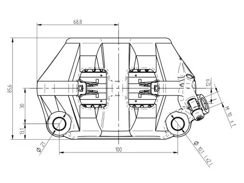 Radiale forbremsecaliper ACCOSSATO monoblock smedet sort (par) med sintrede bremseklodser, centermålt 100 mm, alu-stempler — 4. billede