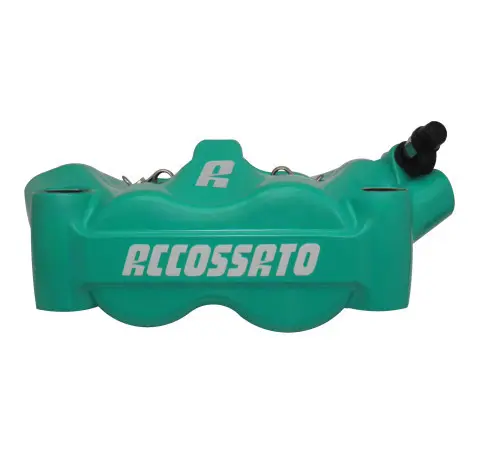 Radialer Bremssattel vorne rechts ACCOSSATO monobloc geschmiedet grün mit Keramik-Bremsbelägen 100 mm