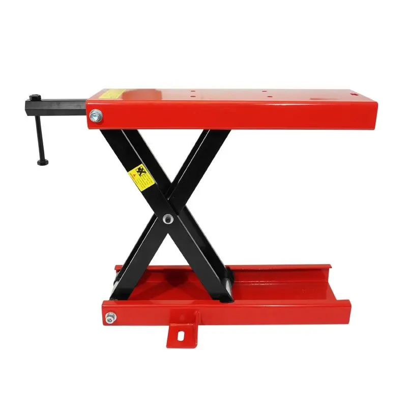 MOTORRADHEBER / BRÜCKE 500 kg ROT Manuell mit Schraubspindel und STAHLSTÜTZEN (min 90mm/max 405mm) — Ansicht 3