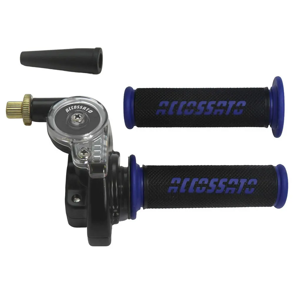 ACCOSSATO enkelkabel gasklep blauw voor scooters en crossmotoren 2T — zicht 2