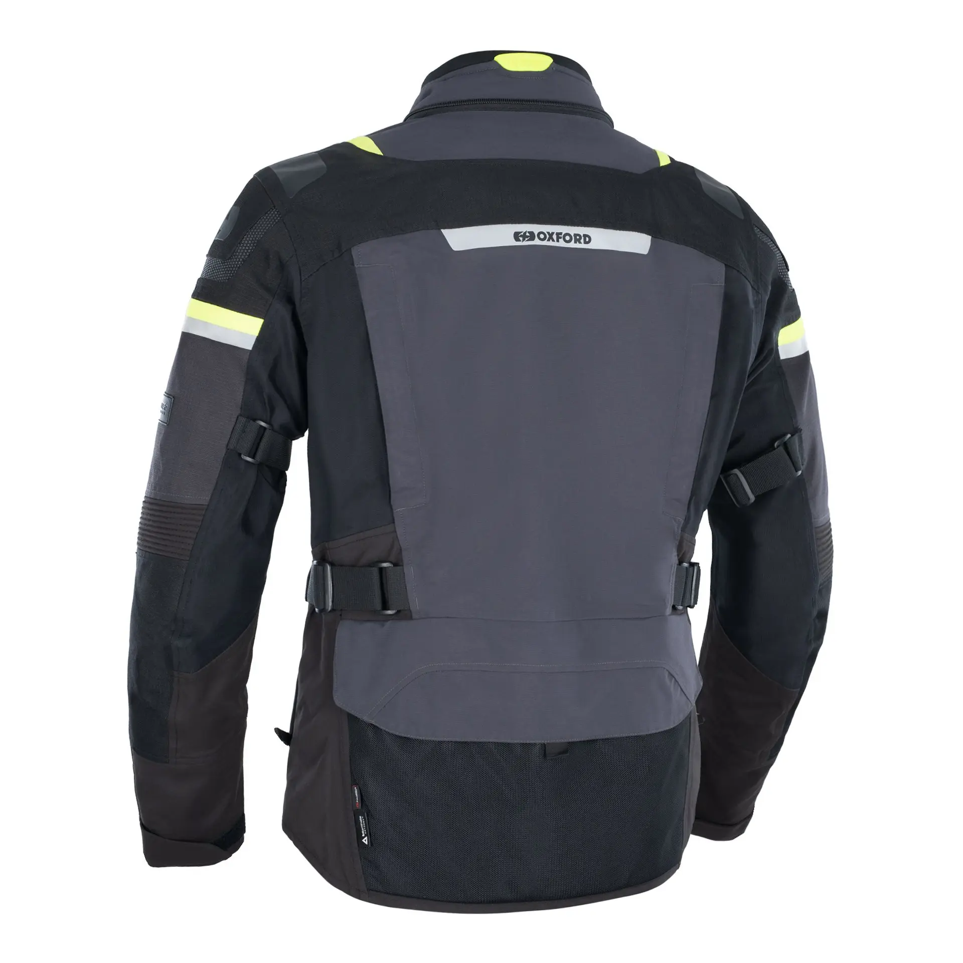 Mootorratturi jakk OXFORD Stormland D2D MS hall/must/fluo suurus M mees — 3. vaade
