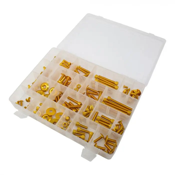 Set Universalschrauben und -muttern Gold BikeTek 150 Teile