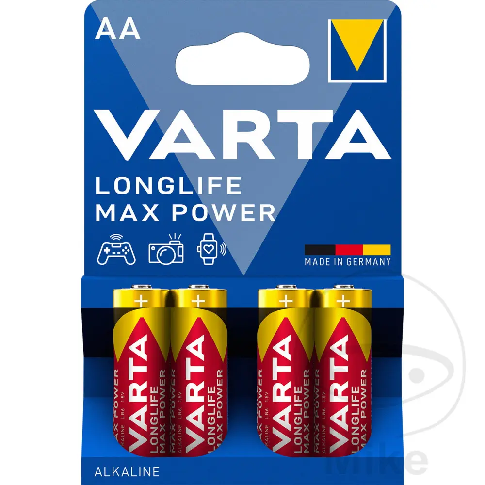 LR06 1.5V Varta 알칼리 롱라이프 맥스 파워 AA 배터리 (4개입)