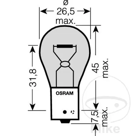 Osram 12V 21W BAU15s Orange Stop Light Bulb (x10) — view 2