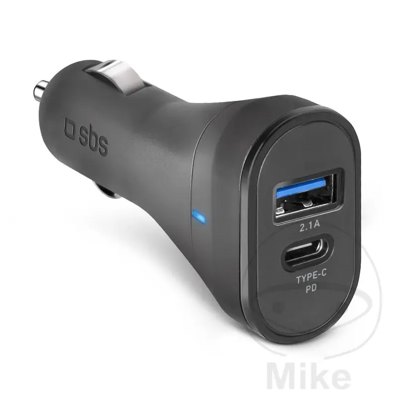Adaptateur de charge USB pour voiture SBS USB-C 2.1A + USB-C 3A