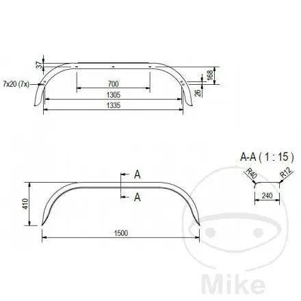 Bierhake Fender Tandem galvanisierter Kotflügel D2420/12 — Ansicht 2