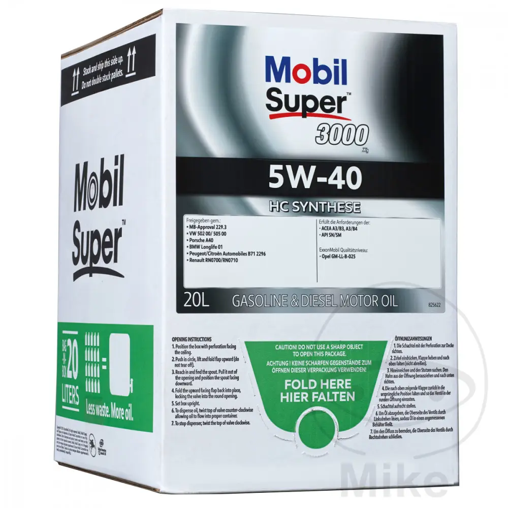 Mobil Super 3000 X1 5W40 Motoröl 20 Liter