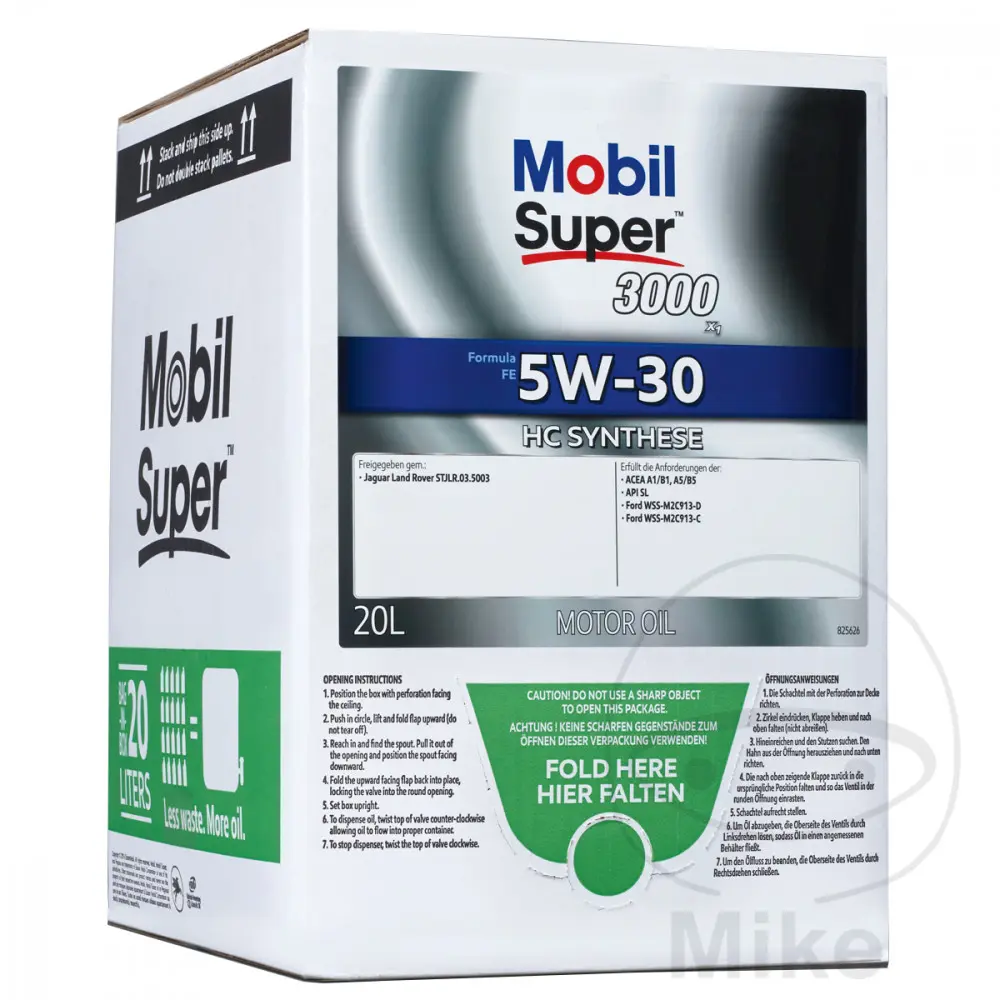 Motorolje 5W30 20 liter MOB SUP3000X1 for-FE BAG i esken