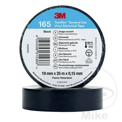 Temflex 3M 絶縁テープ 165 19 mm x 25 m ブラック